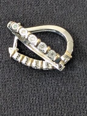 Silver 925 Hoop Earrings With Diamonds, Gold Accents, Lever Back Style